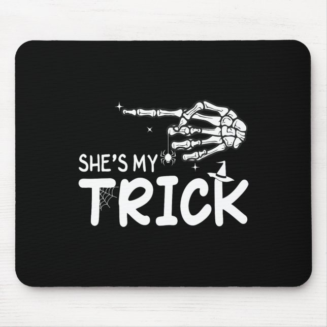 She's Is My Trick Couples Skeleton Hand Halloween  Mouse Mat (Front)