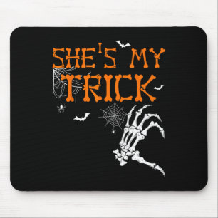 She's Is My Trick He's Is My Treat Halloween Coupl Mouse Mat