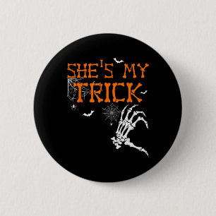 She's Is My Trick Hes Is My Treat Halloween Couple 6 Cm Round Badge