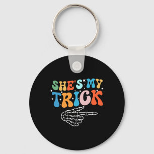She's Is My Trick Hes Is My Treat Halloween Couple Key Ring