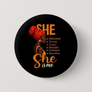 She's Me Strong Educated Black History Month Women 6 Cm Round Badge