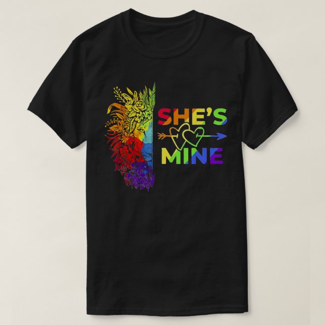 Shes Mine Im Hers LGBT Lion Couple  Lover LGBT Pri T-Shirt (Design Front)