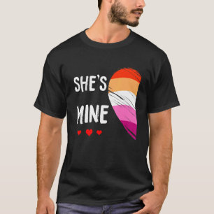 Shes Mine Lesbian Flag Lgbt Matching Couple For Da T-Shirt