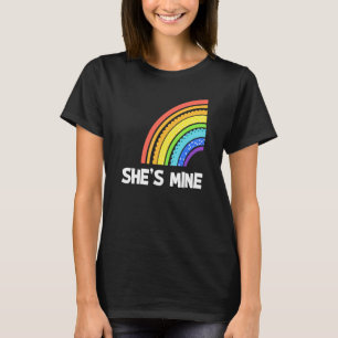 She's Mine Lgbt Lesbian Matching Couples Rainbow P T-Shirt