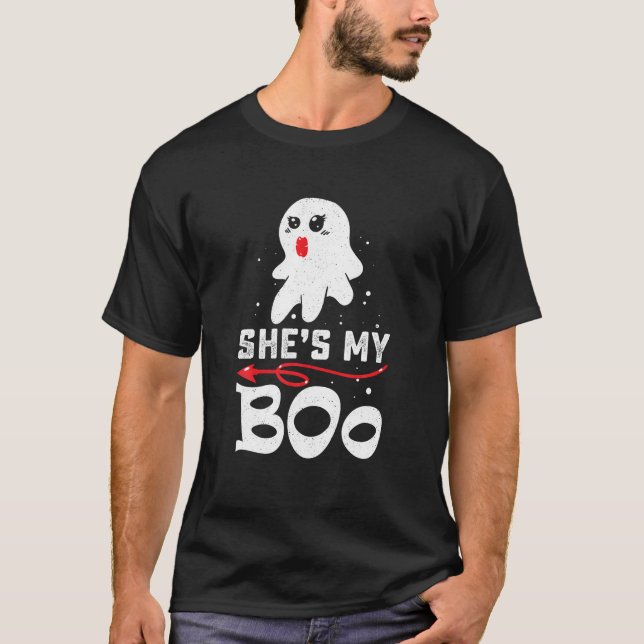 Shes My Boo Cute Matching Couple Halloween Costume T-Shirt (Front)