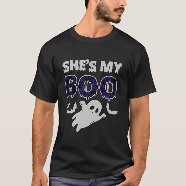 She'S My Boo He'S My Boo Halloween Couple Costumes T-Shirt (Front)