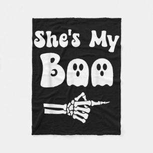 Shes My Boo Matching Halloween Pajama Couples Shes Fleece Blanket