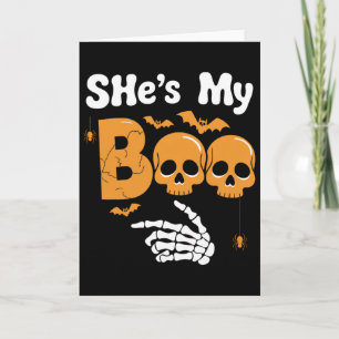 She's My Boo Skeleton Couples Matching Couple Hall Card
