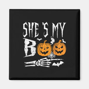 She's My Boo Skeleton Hand Pumpkin Halloween Match Magnet