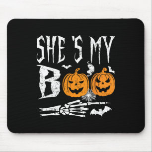 She's My Boo Skeleton Hand Pumpkin Halloween Match Mouse Mat