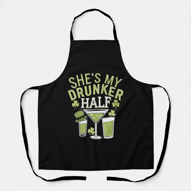 Shes My Drunker Half St Patricks Matching Couple Apron (Front)