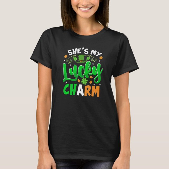 She's My Lucky Charm Couples St Patricks Day For H T-Shirt (Front)