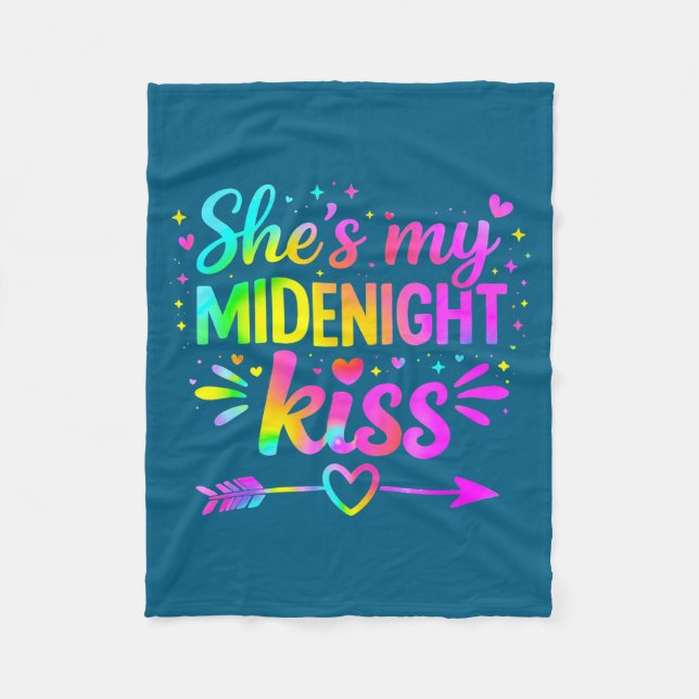 She's My Midnight Kiss Happy New Year Couple Love  Fleece Blanket (Front)