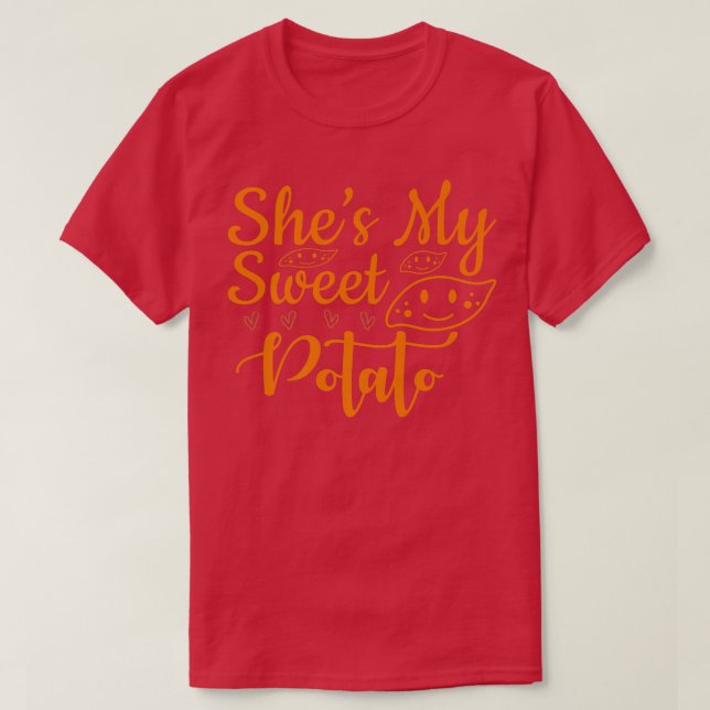 Shes My Sweet Potato I Yam Set Thanksgiving Couple T-Shirt (Design Front)
