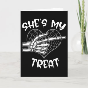 She's My Treat Funny Halloween Matching Couple Boy Card