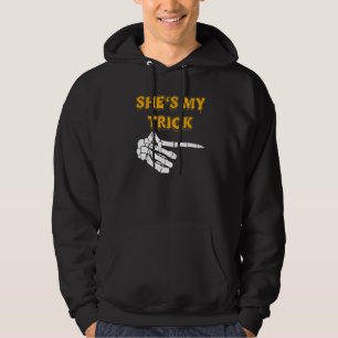 She's My Trick He's My Treat Cute Matching Couples Hoodie