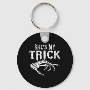 She's My Trick Skeleton Couple Matching Halloween Key Ring