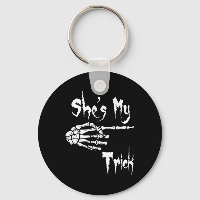 She's My Trick Skeleton Halloween Easy Couples Cos Key Ring (Front)