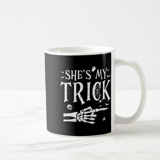 She's My Trick Skeleton Hand Halloween Costume Cou Coffee Mug (Right)