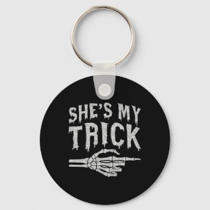 Shes My Trick Skeleton Matching Couple Halloween C Key Ring