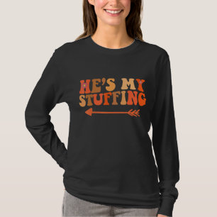 She's My Turkey He's My Stuffing Groovy Matching C T-Shirt