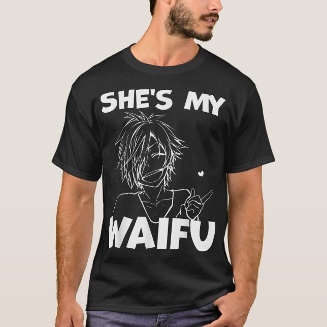 She's My Waifu Funny Anime Matching Couple Boyfrie T-Shirt (Front)