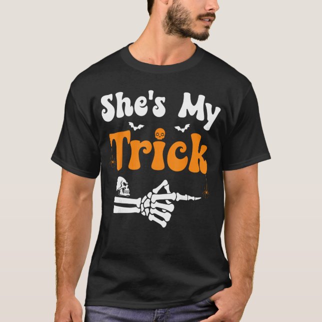 Shes Myrick Skeleton Couples Matching Halloween Co T-Shirt (Front)