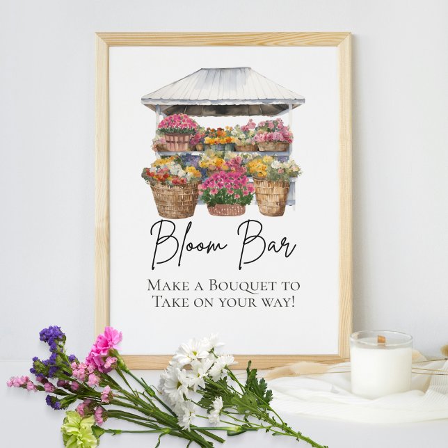 She's Off Market Floral Elegant Script Bloom Bar Poster (Creator Uploaded)