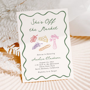 She's Off the Market Bold & Whimsical Hand Drawn Invitation
