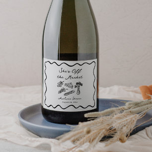She's Off the Market Bold & Whimsical Hand Drawn Sparkling Wine Label