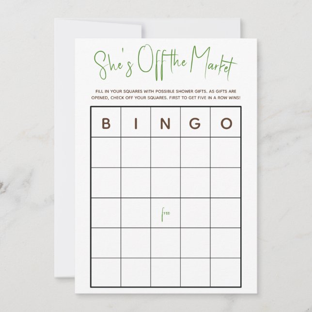 She's Off the Market Bridal Shower BINGO Game Invi Invitation (Front)