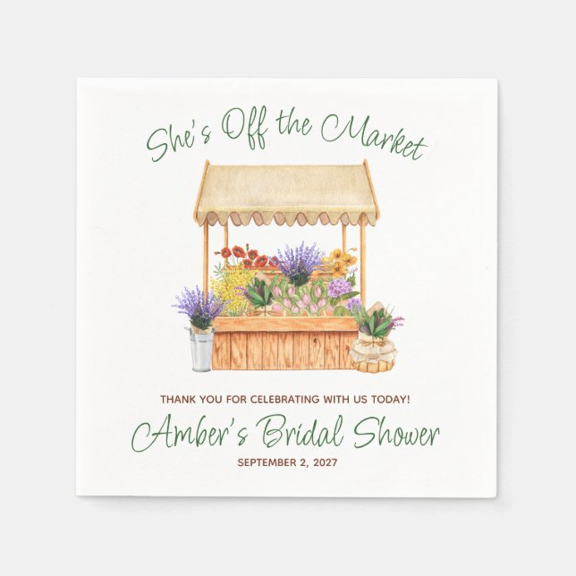 She's Off the Market Bridal Shower Napkin (Front)