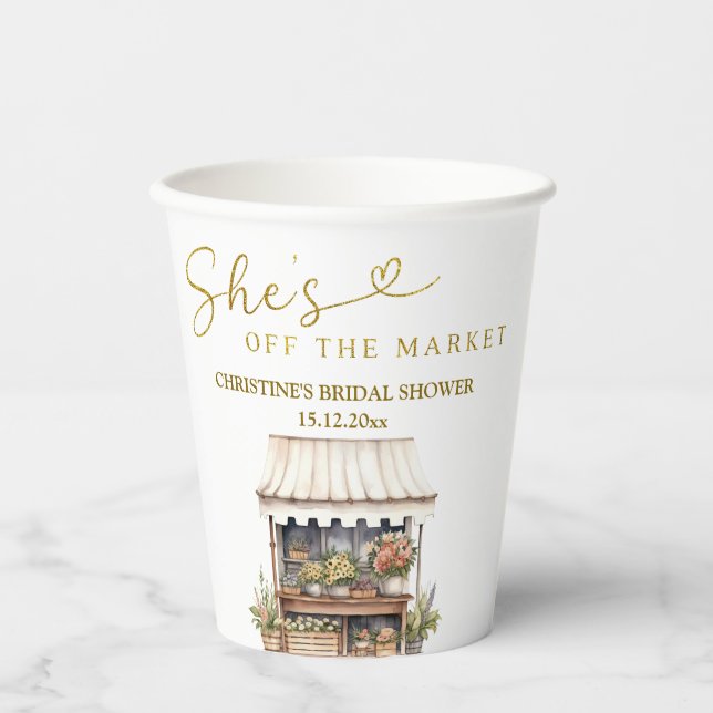 She's off the Market Bridal Shower Paper Cups (Front)