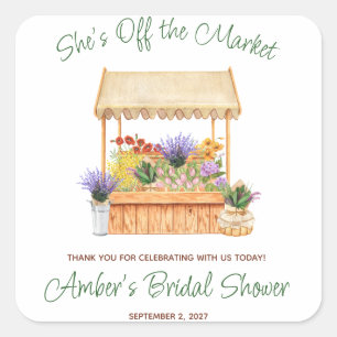 She's Off the Market Bridal Shower Square Sticker