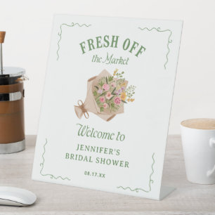 She's Off The Market Bridal Shower Welcome Pedestal Sign