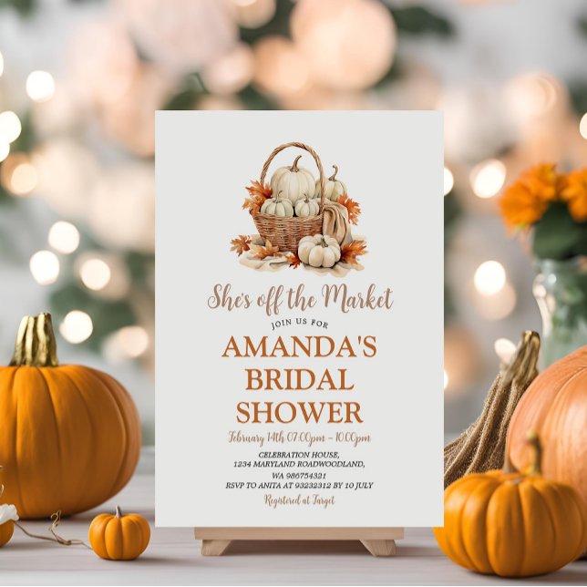 She's Off The Market Fall Pumpkin Bridal Shower  Invitation (Creator Uploaded)