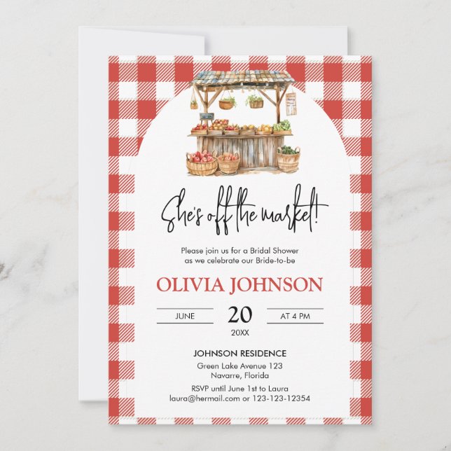 She's Off the Market Farmers Market Bridal Shower Invitation (Front)