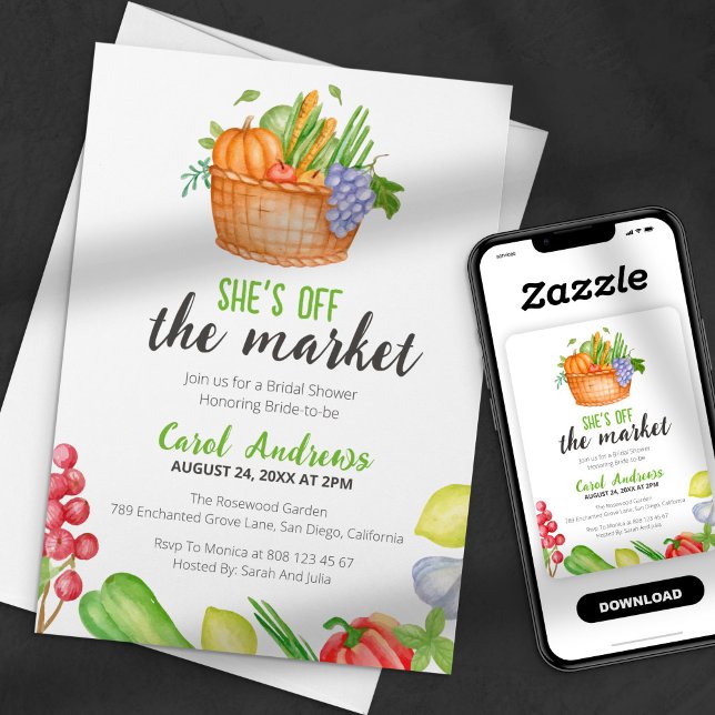 She's Off the Market Farmer's Market Bridal Shower Invitation (Creator Uploaded)