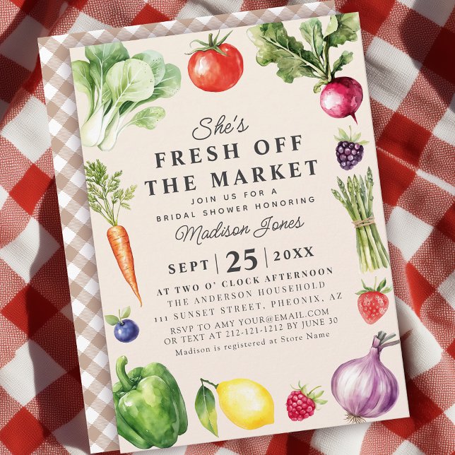 She's Off The Market Farmers Market Bridal Shower Invitation (Creator Uploaded)