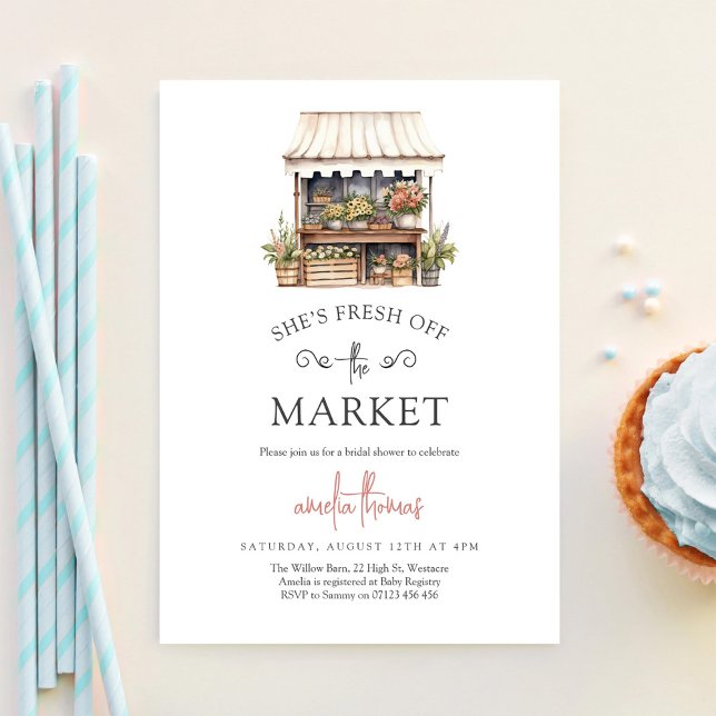 She's Off the Market Farmers Market Bridal Shower Invitation (Creator Uploaded)