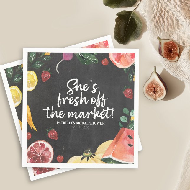 She's Off the Market Farmer's Market Bridal Shower Napkin (Creator Uploaded)