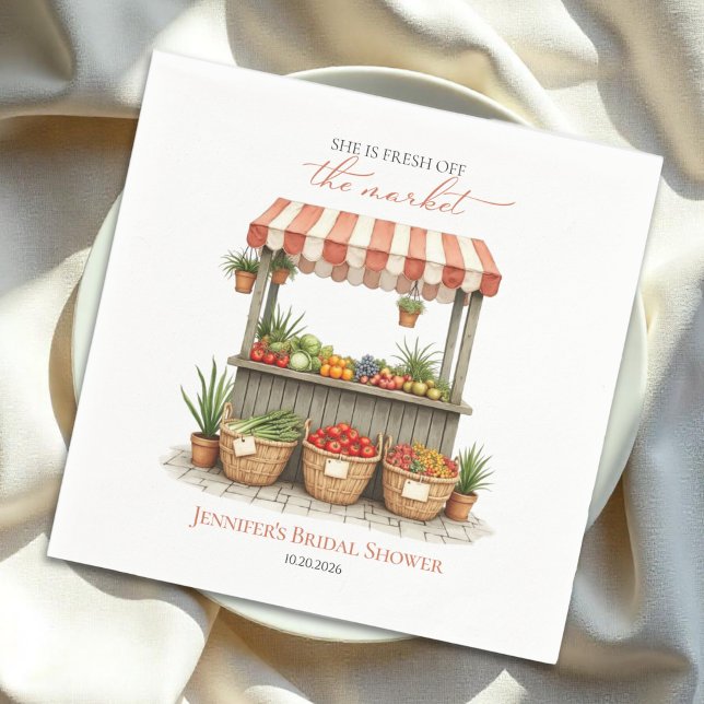 She's Off the Market Farmer's Market Bridal Shower Napkin (Creator Uploaded)
