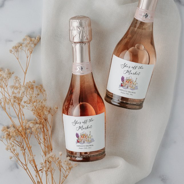 She's Off the Market Farmer's Market Bridal Shower Sparkling Wine Label (Creator Uploaded)