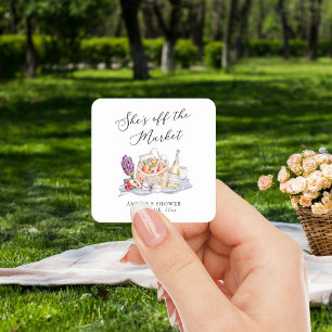 She's Off the Market Farmer's Market Bridal Shower Square Sticker