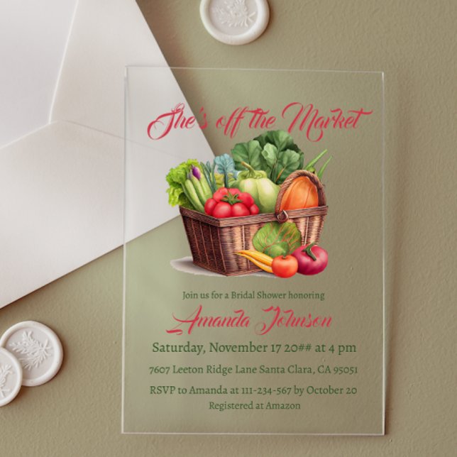 She's Off the Market Farmhouse Bridal Shower Acrylic Invitations (Creator Uploaded)