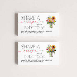 She's Off the Market Floral Bridal Shower Recipe Enclosure Card