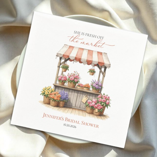 She's Off the Market Flower | Bridal Shower Napkin (Creator Uploaded)