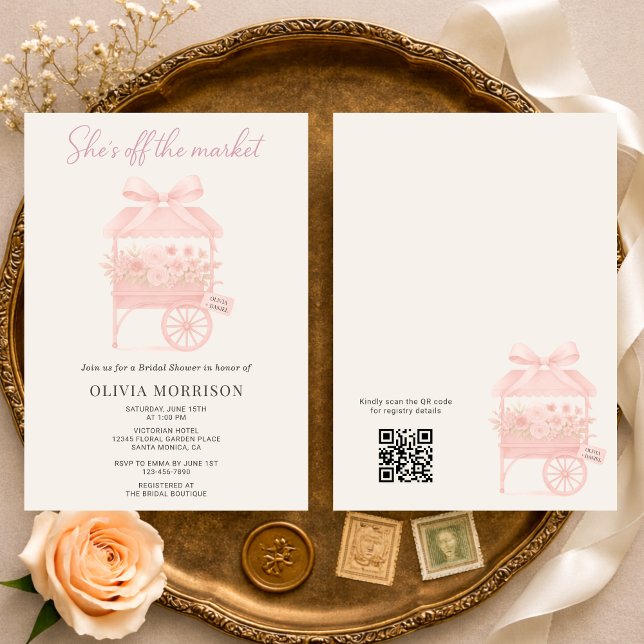 She's Off the Market Flower QR Code Bridal Shower Invitation (Creator Uploaded)