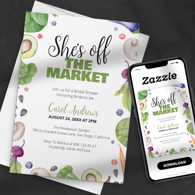 She's Off the Market Garden Party Bridal Shower Invitation (Creator Uploaded)
