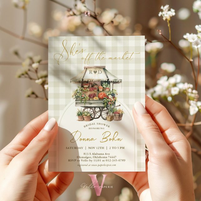 She's Off the Market Gingham Bridal Shower Invite (Creator Uploaded)